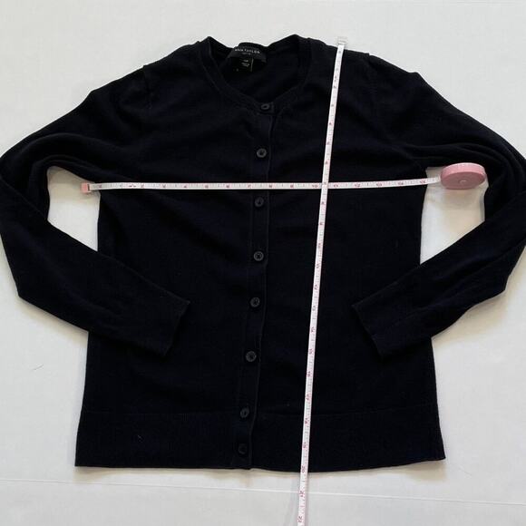 Ann Taylor Cotton Blend Black Button Down Crew Neck Cardigan, Size XSP - Picture 10 of 12